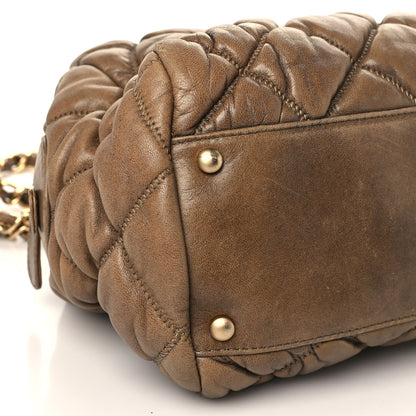 Chanel Lambskin Bubble Quilt Bowler Dark Beige 8 of 12