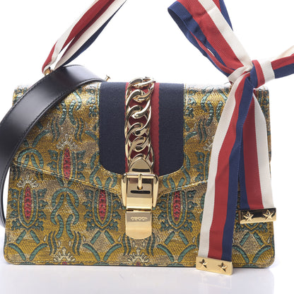 Gucci Iridescent Brocade Small Sylvie Shoulder Bag Gold 8 of 10