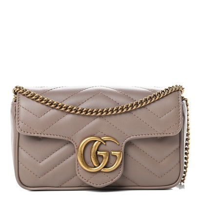 Gucci Calfskin Matelasse Super Mini GG Marmont Shoulder Bag Porcelain Rose 1 of 12