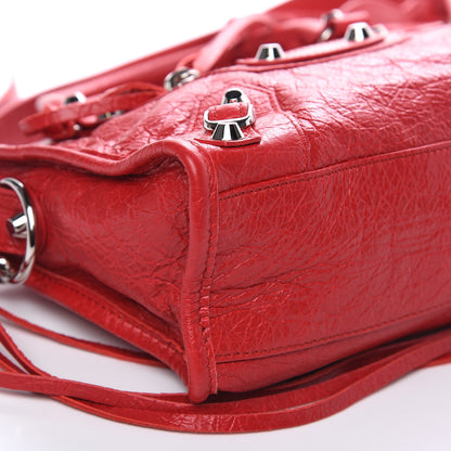 Balenciaga Agneau Classic Silver Hardware Mini City Logo Strap Red Black 8 of 9