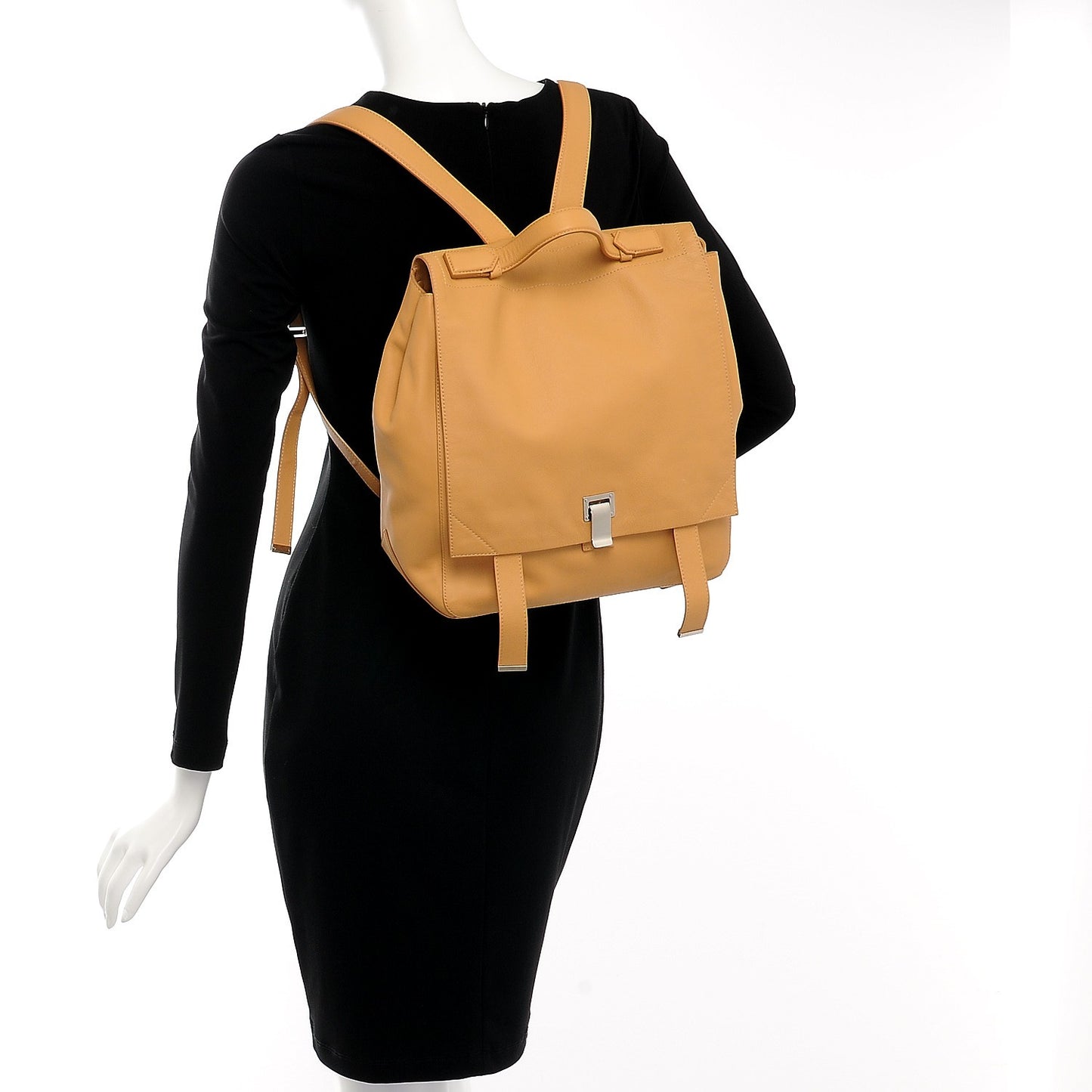 Calfskin Large PS Courier Backpack Beige