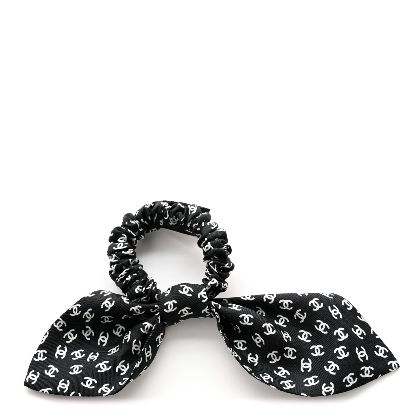 Silk Twill CC Scarf Hair Tie Black White