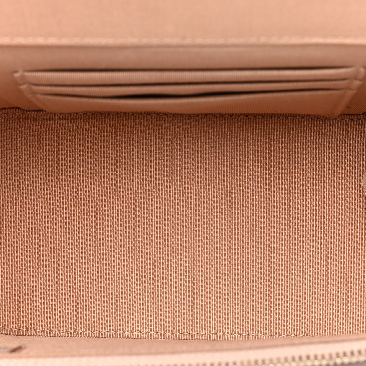 Lambskin Quilted Small Top Handle Vanity Case With Chain Beige
