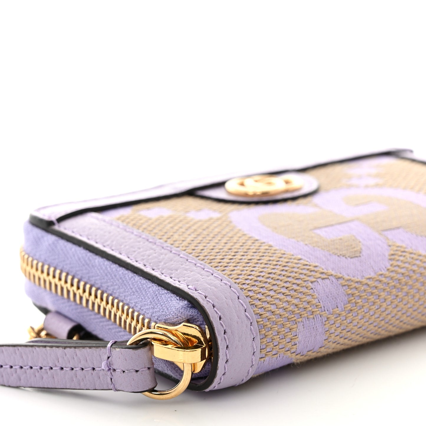 Monogram Jumbo GG Textured Dollar Calfskin Ophidia Key Card Case Beige Lapis