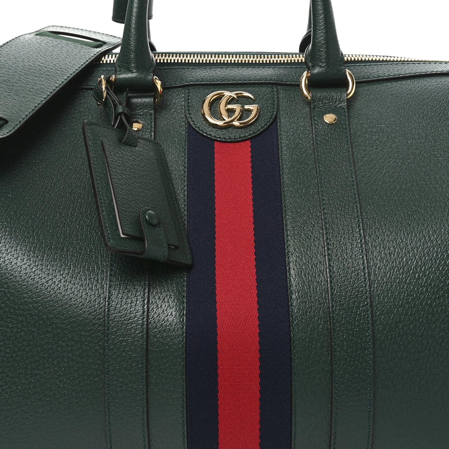 Textured Dollar Calfskin Web Medium Savoy Duffle Bag Green