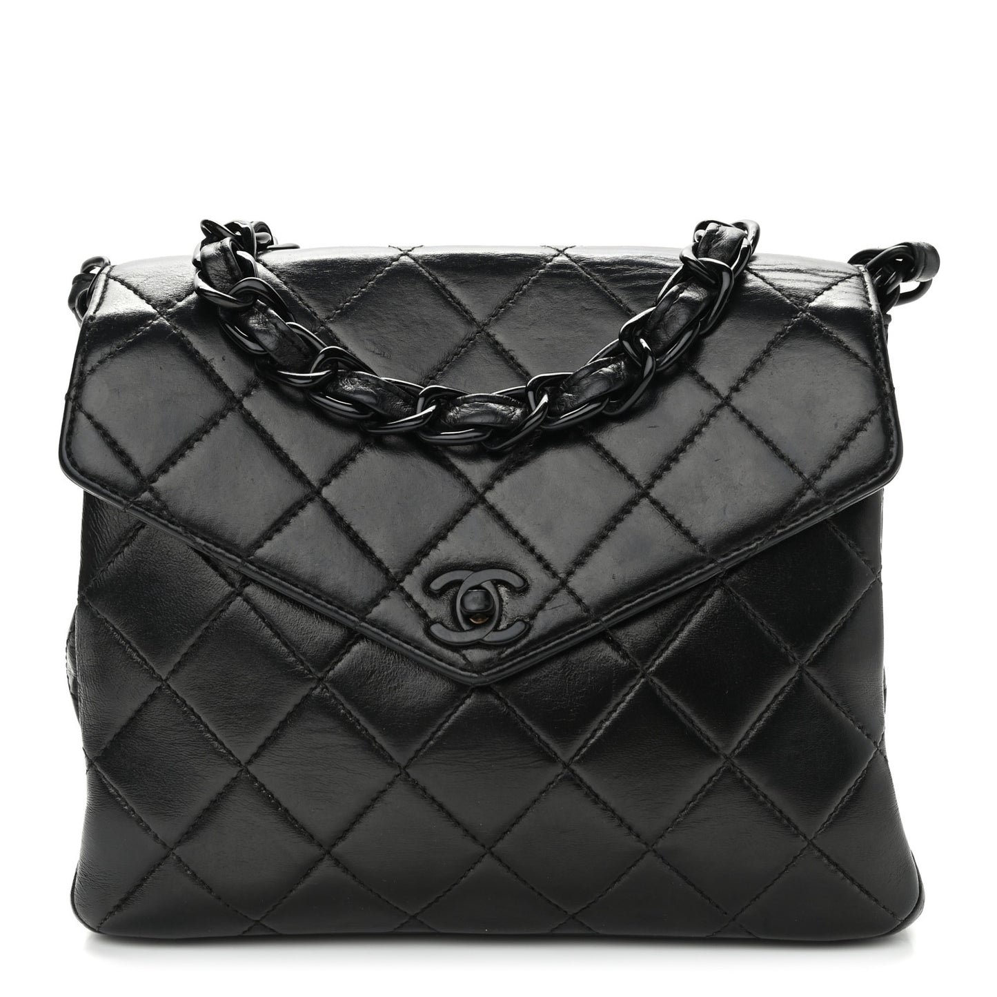 Lambskin Quilted Shoulder Flap Bag So Black