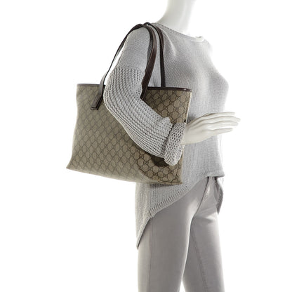Gucci GG Supreme Monogram Medium Zippered Shopping Tote Dark Brown 2 of 7