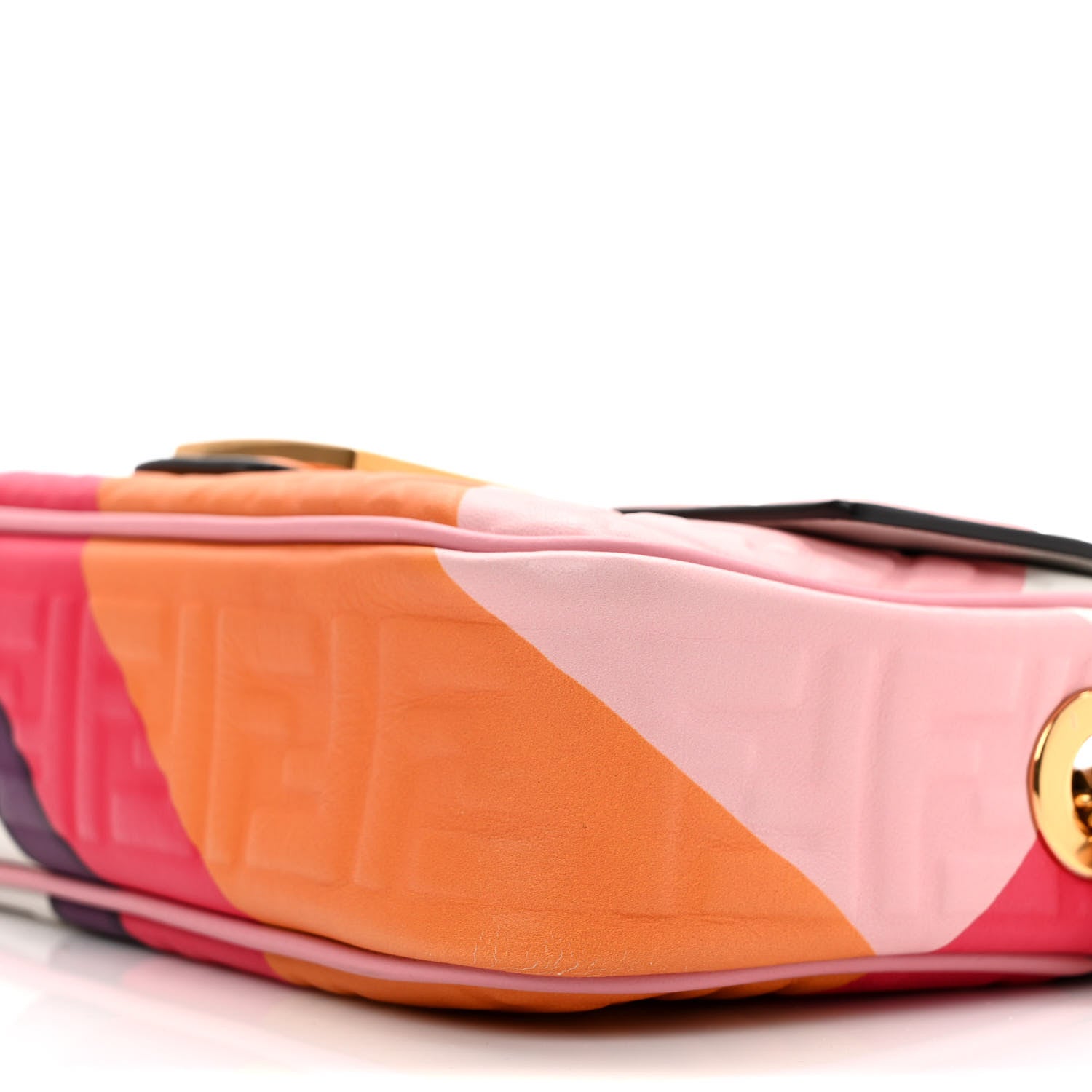 Fendi Nappa FF Embossed Line Print Midi Chain Baguette White Multicolor 8 of 8