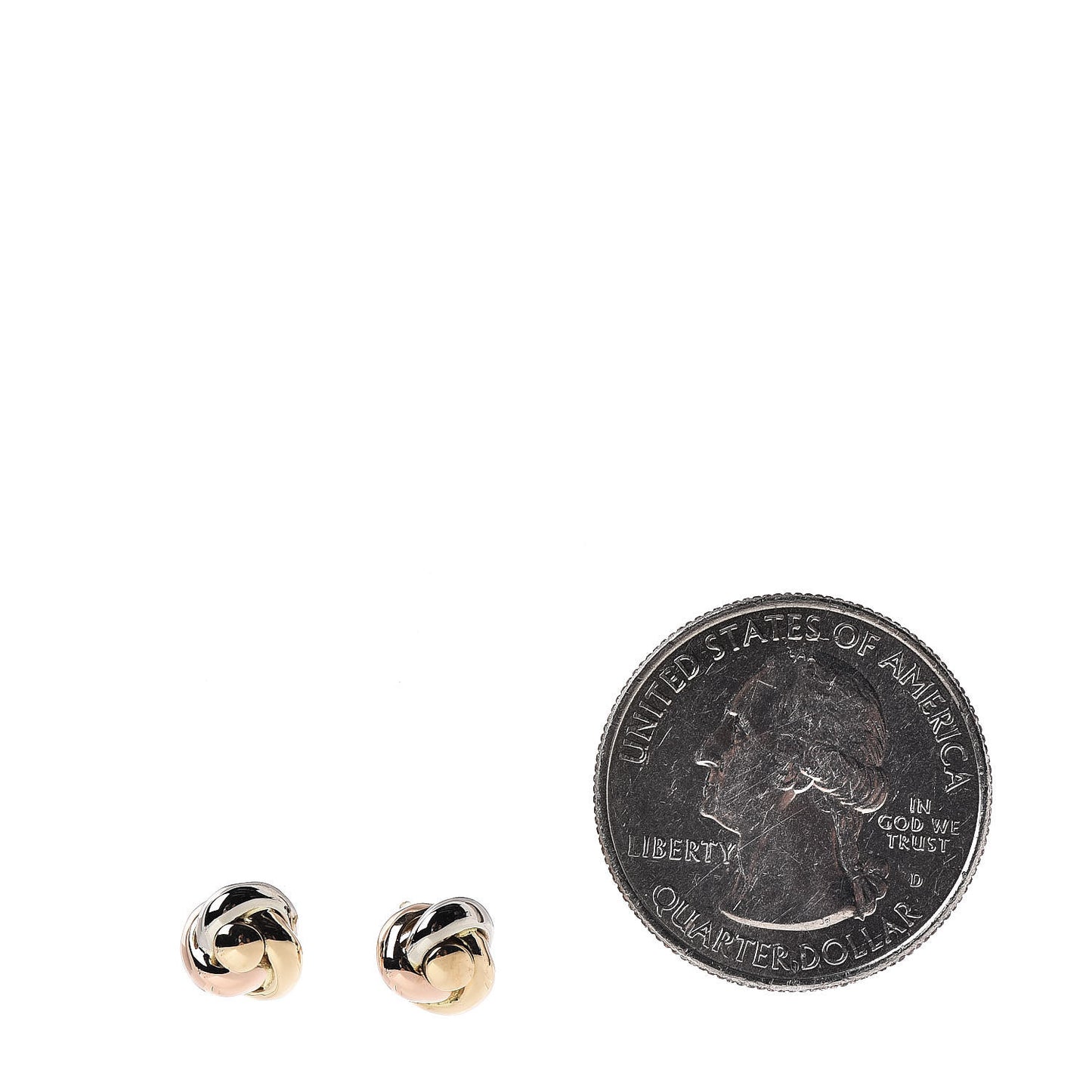 18K Pink Yellow White Gold Trinity Stud Earrings