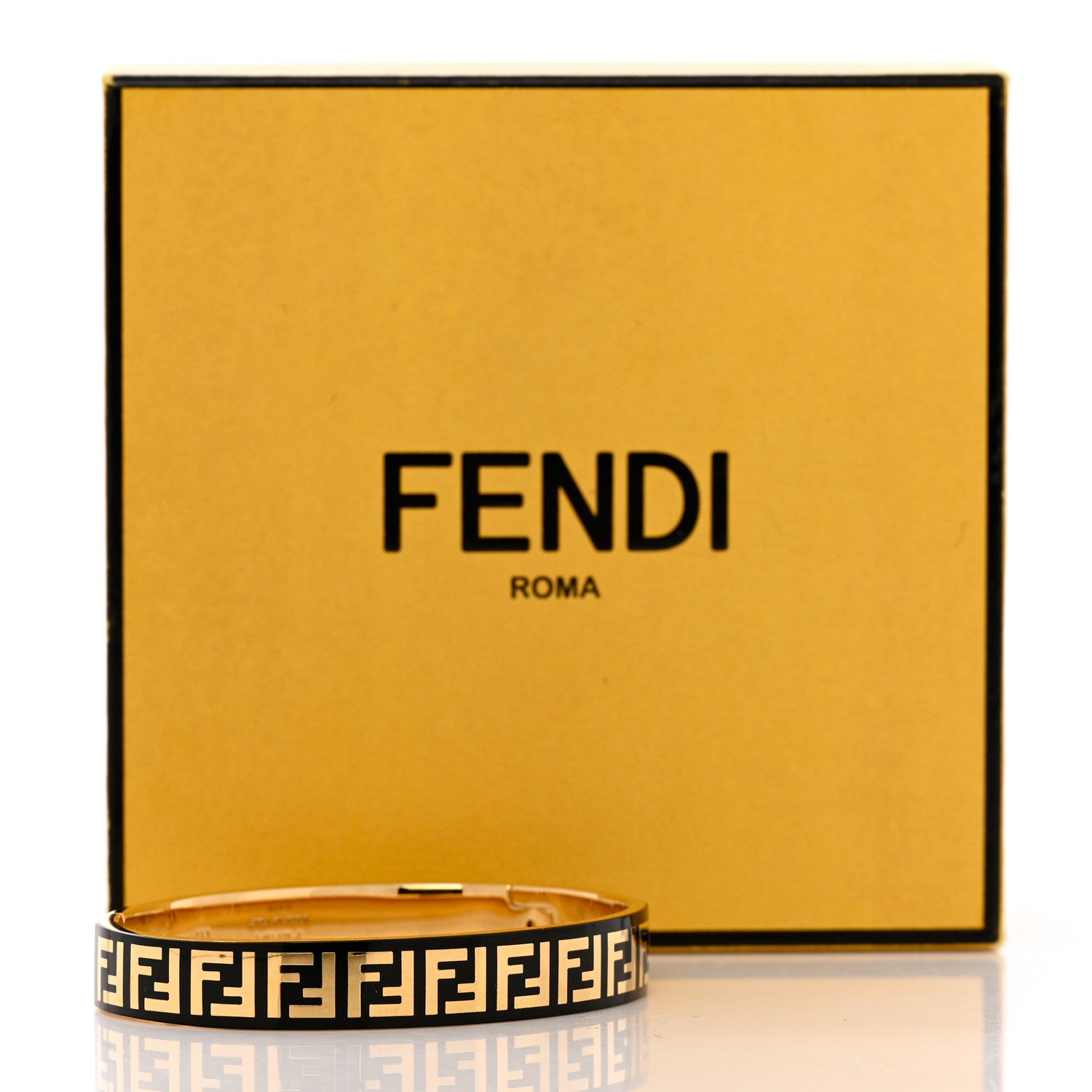 Fendi Brass Enamel FF Bracelet M Gold Black 6 of 6