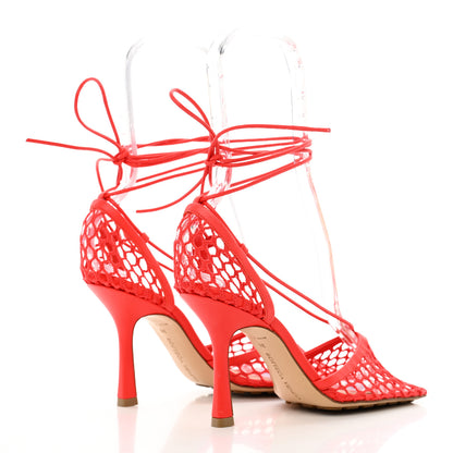 Bottega Veneta Mesh Nappa Stretch Ankle Tie Sandals 36 Tomato 4 of 13