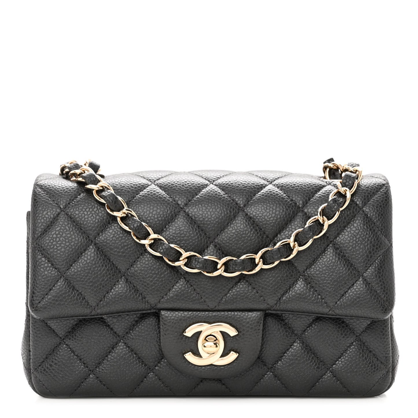 Caviar Quilted Mini Rectangular Flap Dark Grey