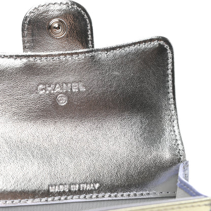 Chanel Gradient Metallic Calfskin Quilted Flap Card Holder Wallet Silver Blue Yellow Purple 6 of 8