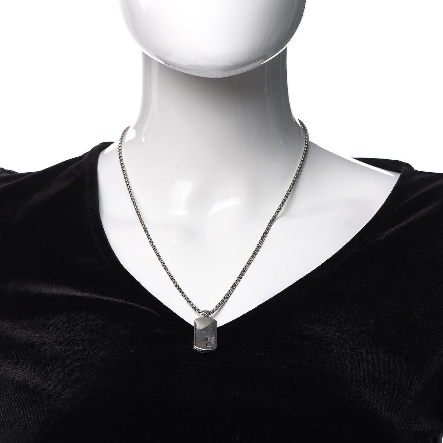 Sterling Silver Mens Small Dog Tag Pendant Necklace