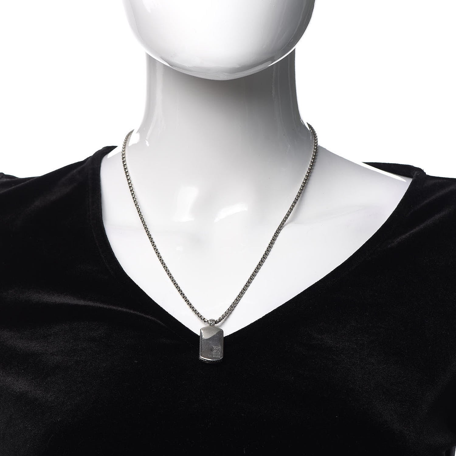 David Yurman Sterling Silver Mens Small Dog Tag Pendant Necklace 2 of 5