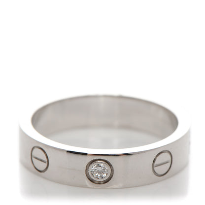 Cartier 18K White Gold Diamond 4mm LOVE Wedding Band Ring 48 4.5 1 of 5