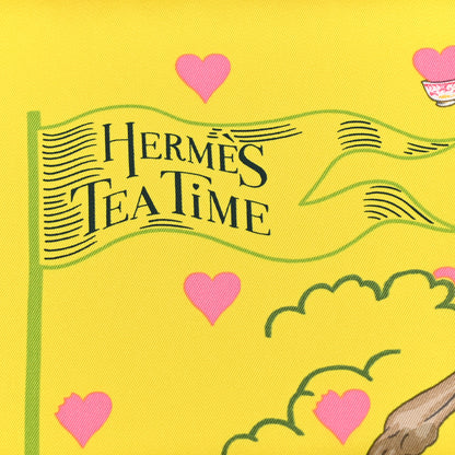 Hermes Silk Tea Time Scarf 70 Jaune Gris Perle 3 of 5