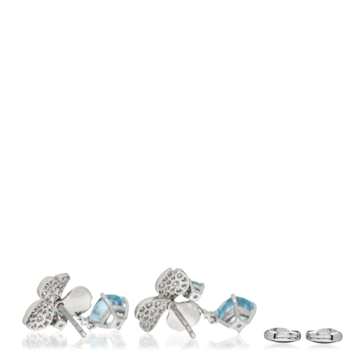 Tiffany Platinum Diamond Aquamarine Paper Flowers Single Drop Earrings 3 of 5