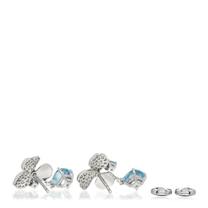 Tiffany Platinum Diamond Aquamarine Paper Flowers Single Drop Earrings 3 of 5