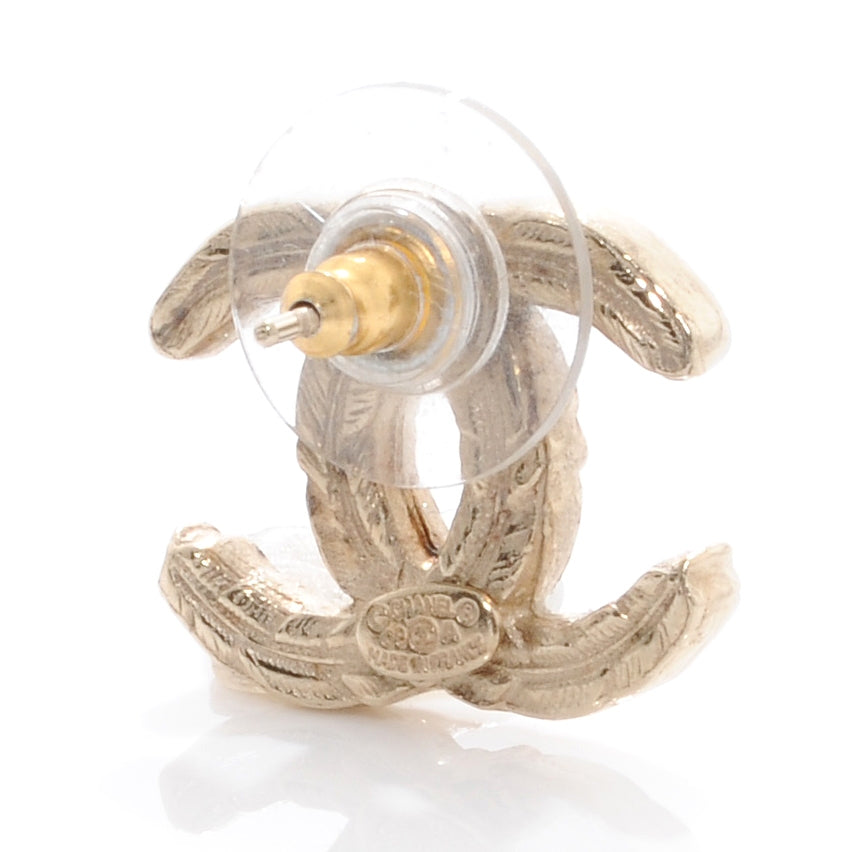 Feather CC Earrings Gold