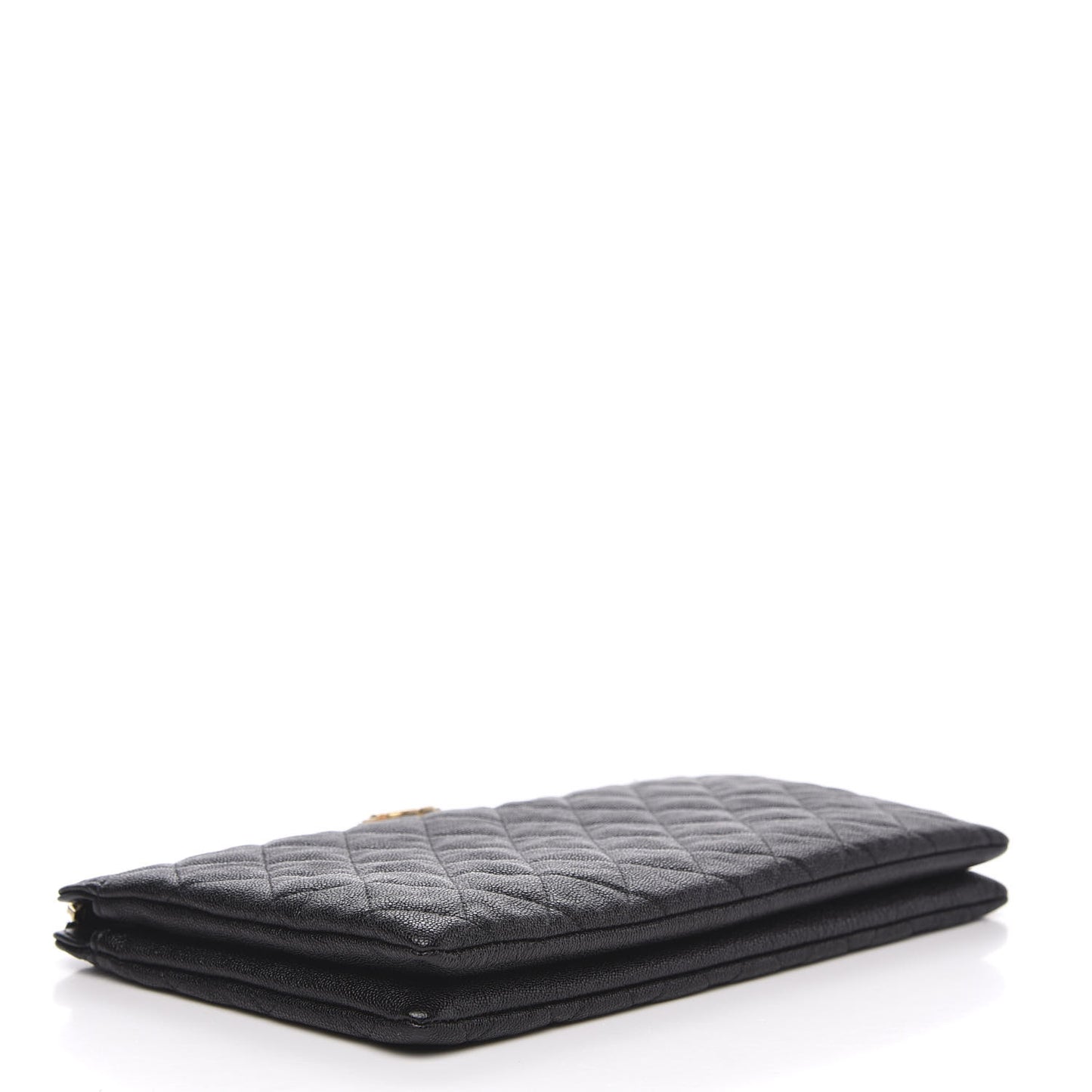 Caviar Quilted Small Zipped Boy Pouch Black