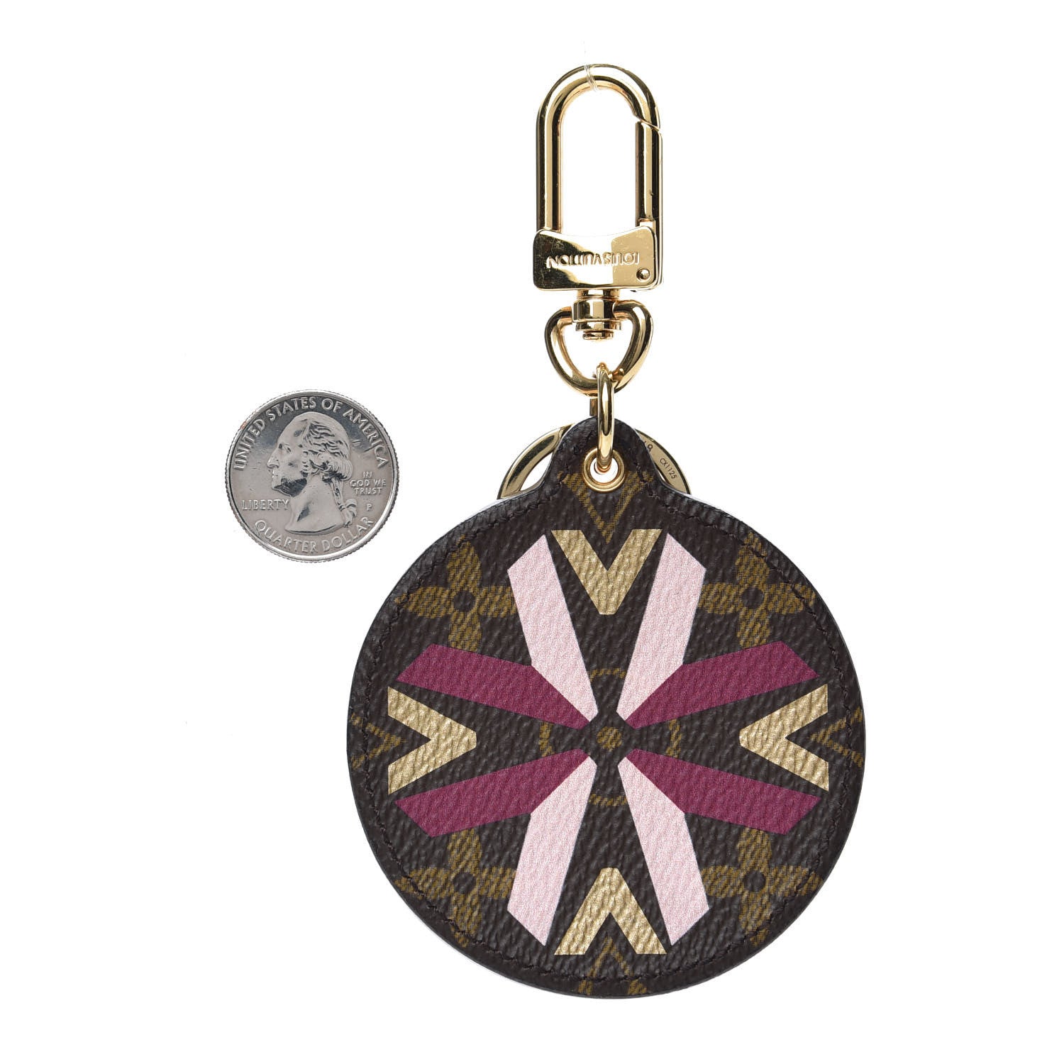 Louis Vuitton Monogram Illustre Multi V Bag Charm Key Ring Fuchsia 2 of 6