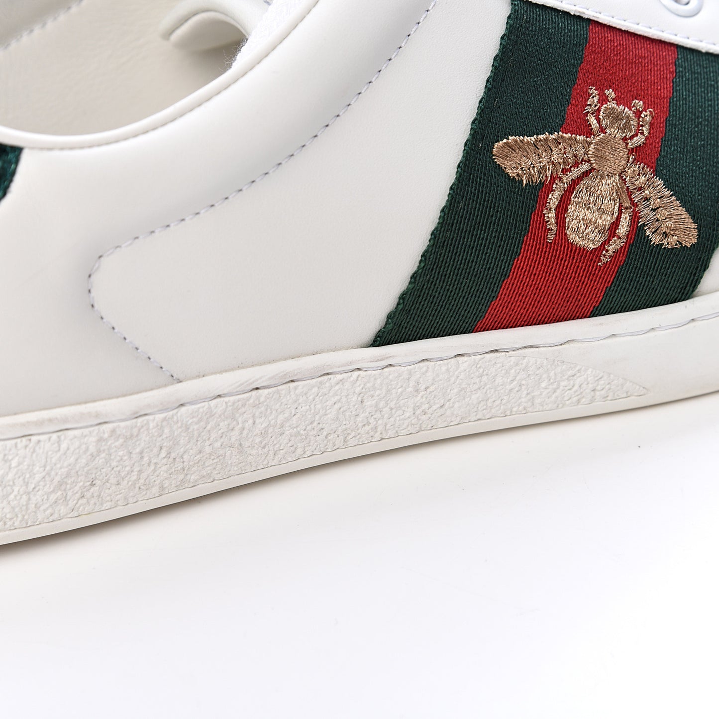 Miro Soft Calfskin Laminated Ayers Web Bee Embroidered Mens Ace Sneakers 8 White Red Flame Green