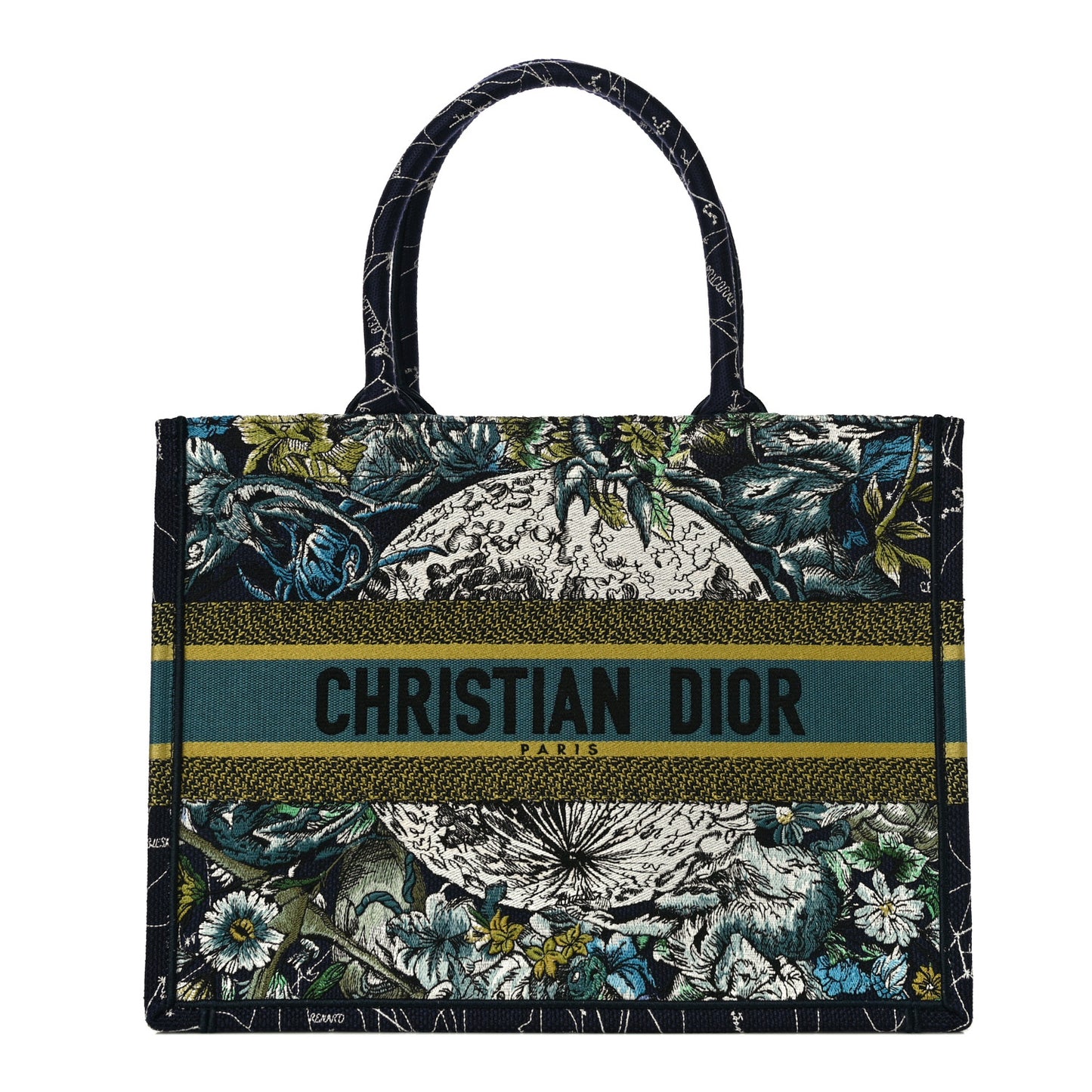 Canvas Embroidered Medium Zodiac Book Tote Blue Multicolor