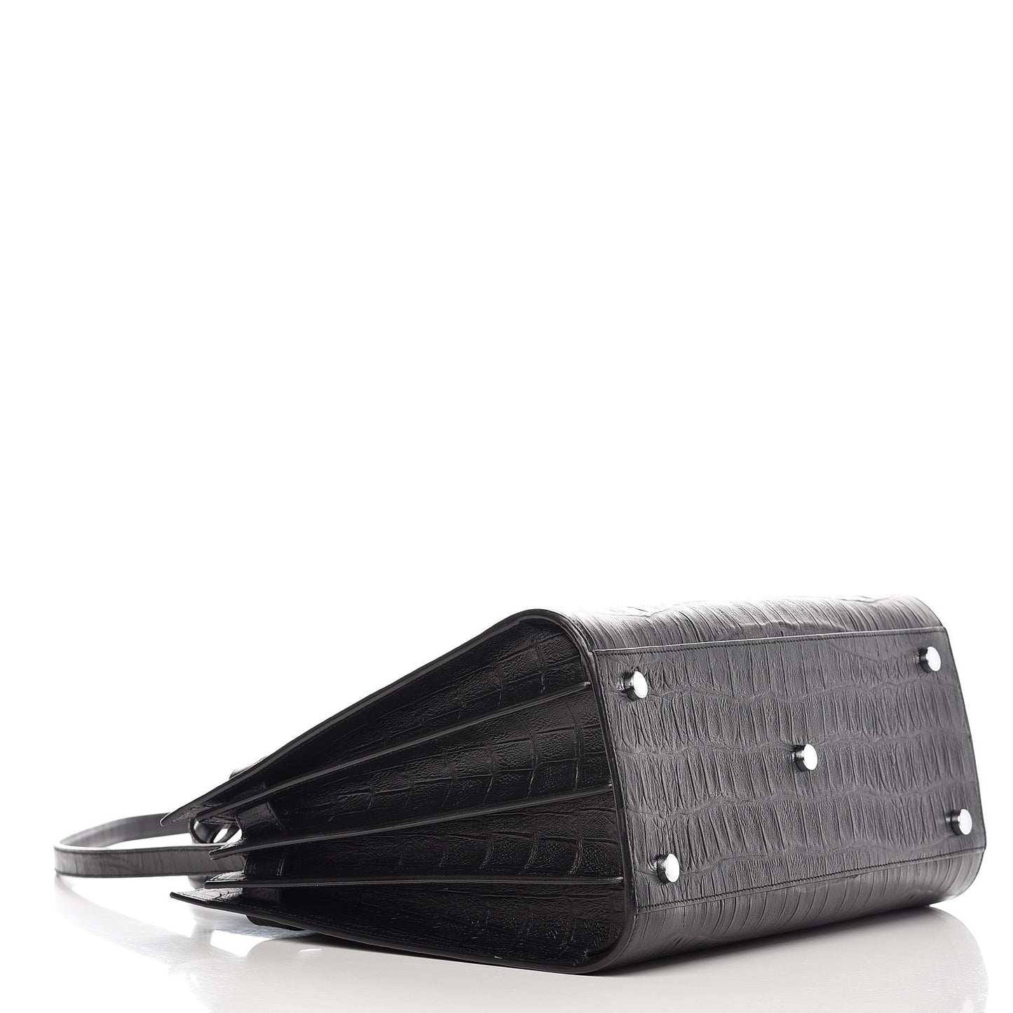 Calfskin Crocodile Embossed Small Sac de Jour Black