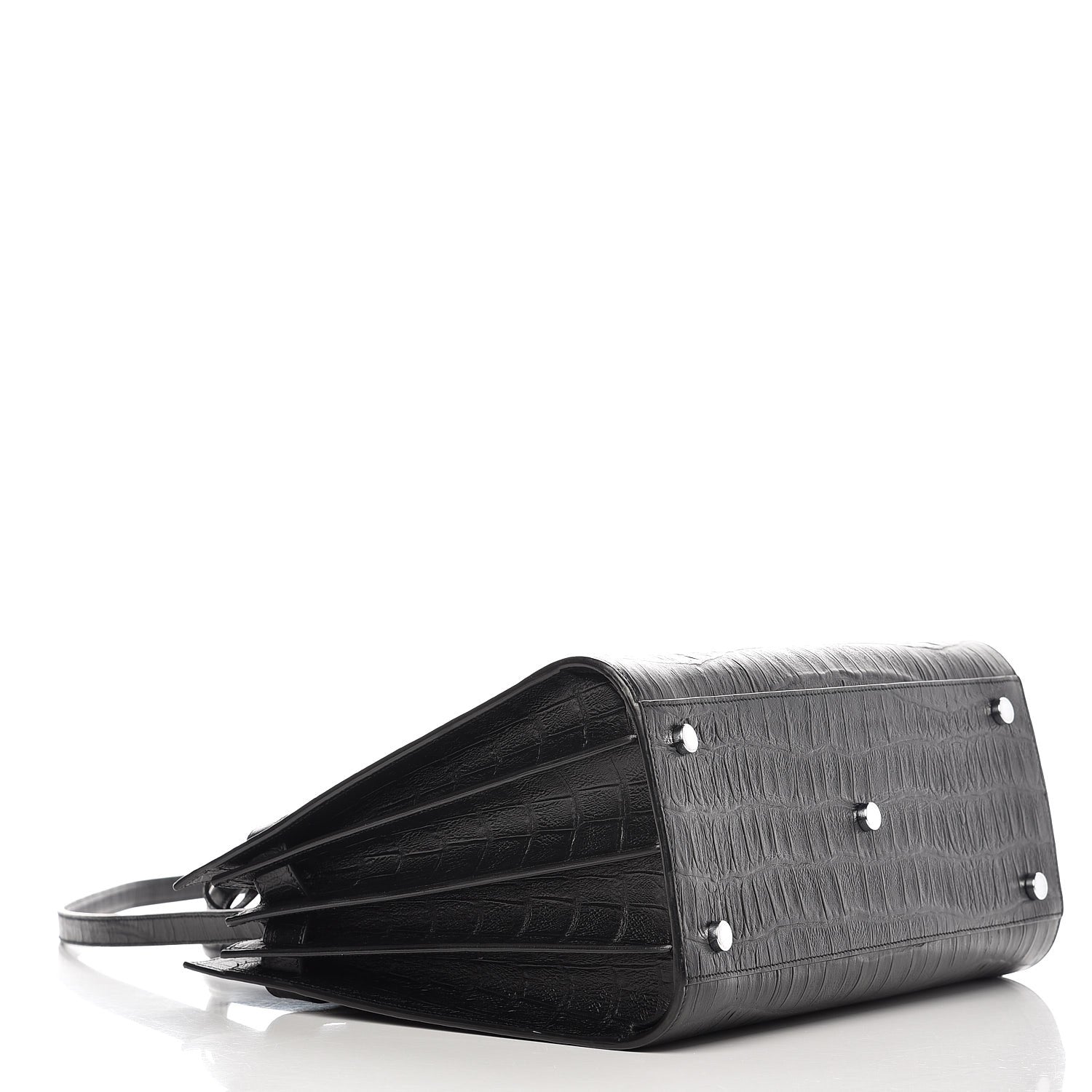 Saint Laurent Calfskin Crocodile Embossed Small Sac de Jour Black 4 of 11