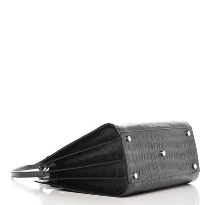 Saint Laurent Calfskin Crocodile Embossed Small Sac de Jour Black 4 of 11