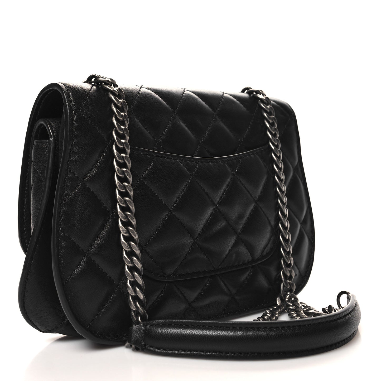 Lambskin Quilted Small Natural CC Flap Black