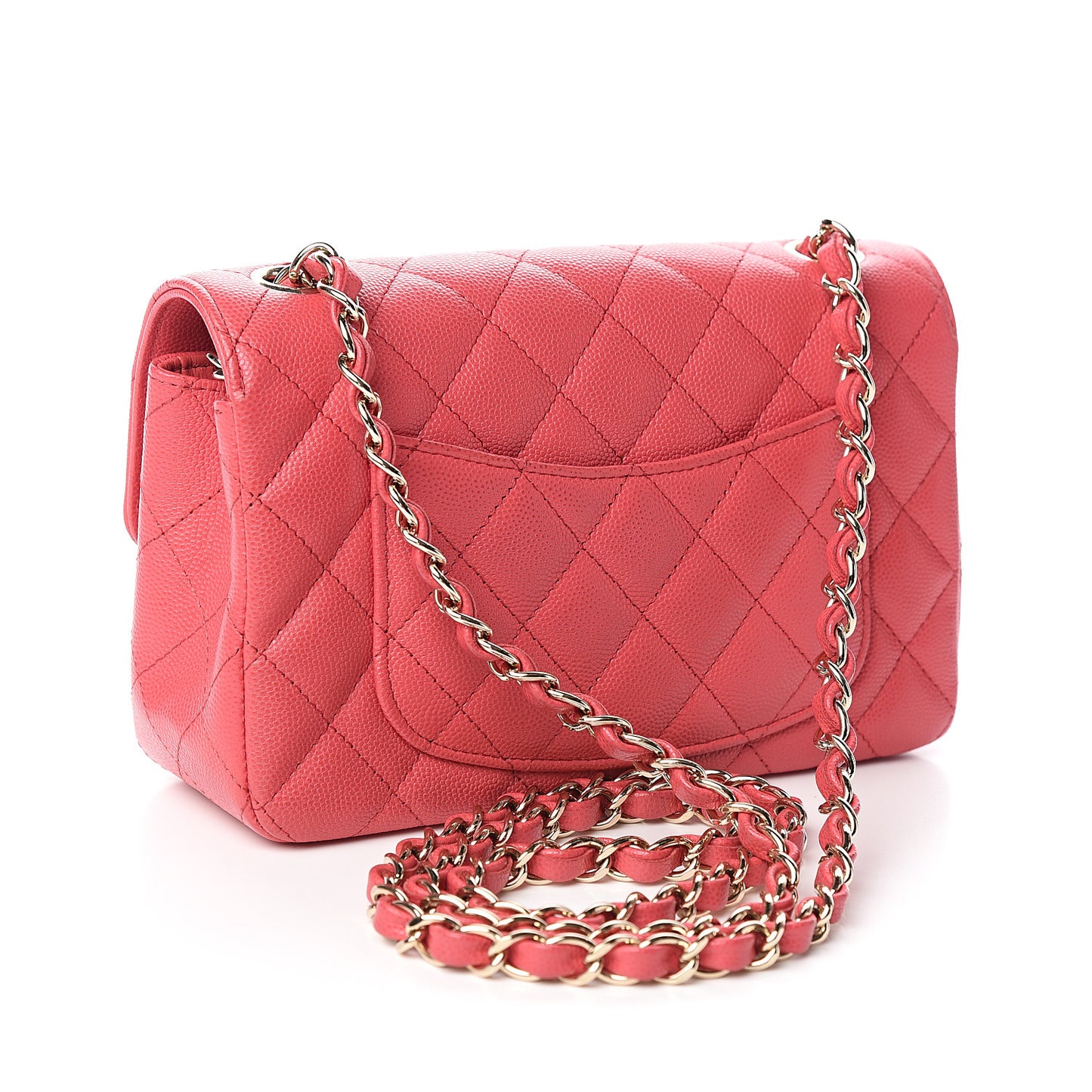 Caviar Quilted Mini Rectangular Flap Dark Pink