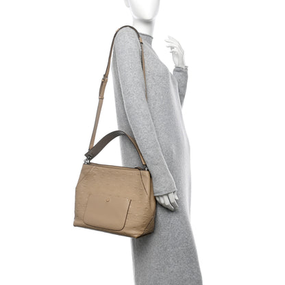 MCM Calfskin Ottomar Monogram Klara Medium Hobo Beige 2 of 15