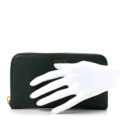 Prada Saffiano Metal Zip Around Wallet Smeraldo 2 of 11