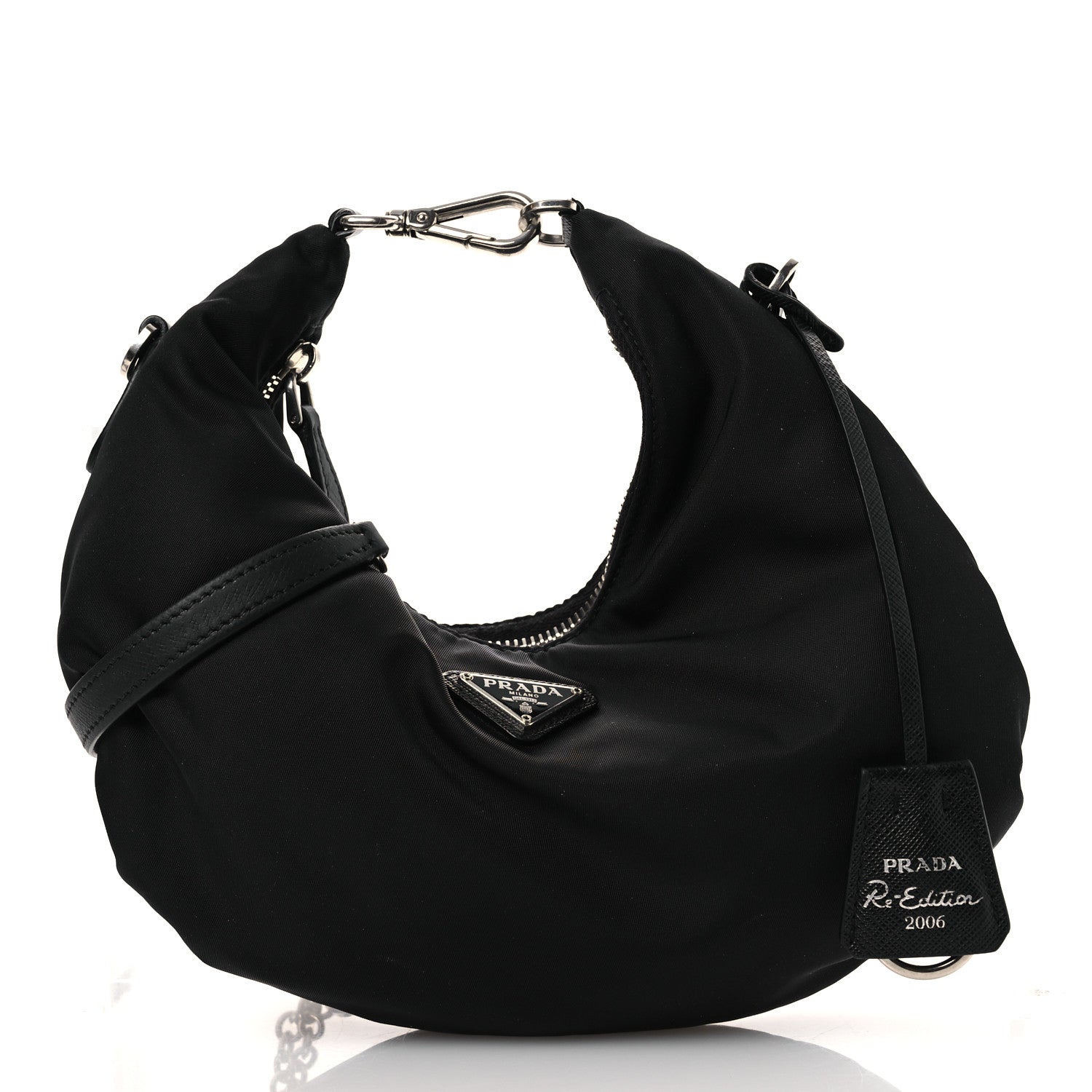 Prada Tessuto Nylon Saffiano Re-Edition 2006 Shoulder Bag Black Black 1 of 14