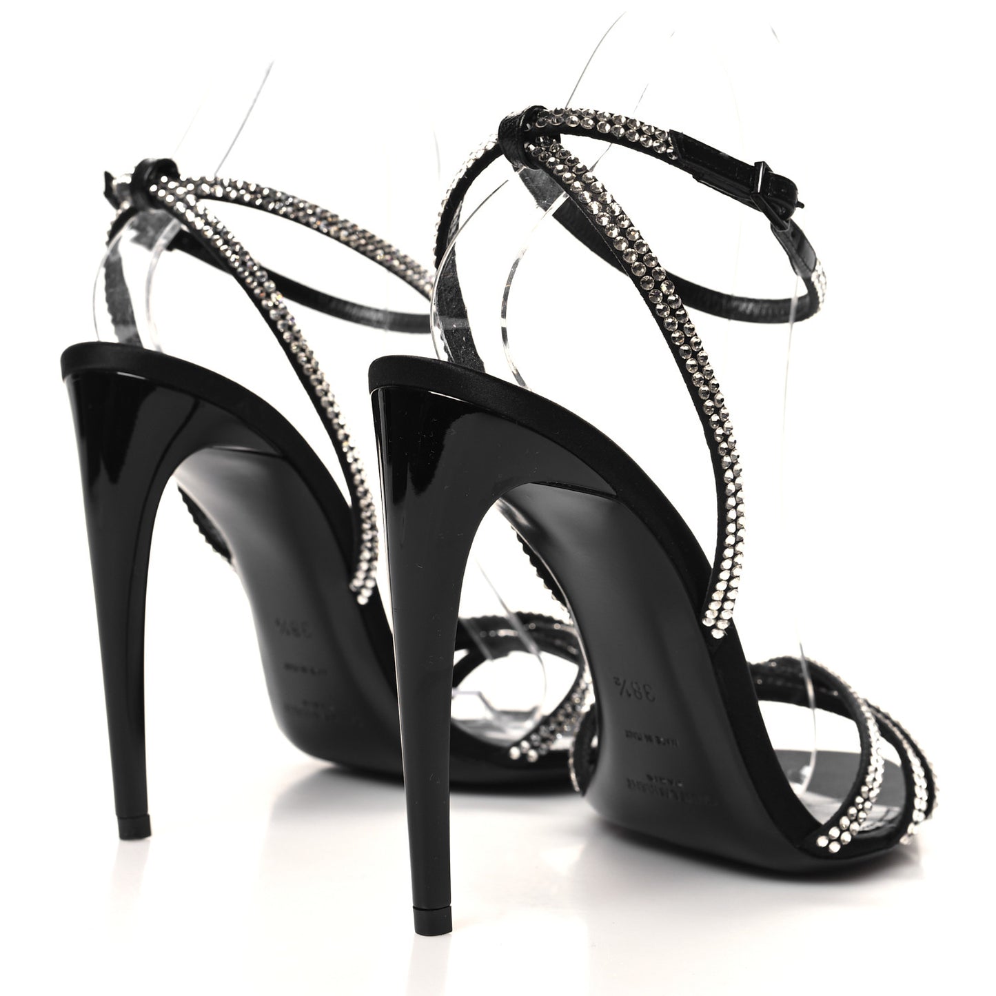Satin Crystal Ava 105 Sandals 38.5 Black
