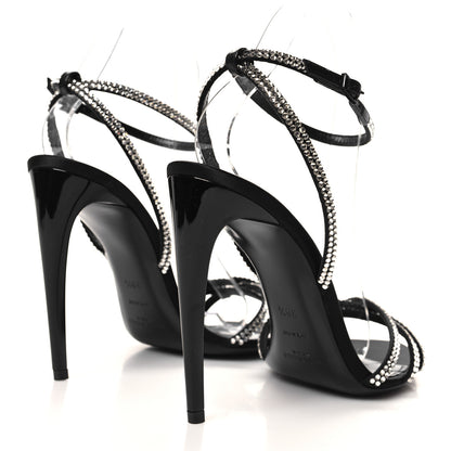 Saint Laurent Satin Crystal Ava 105 Sandals 38.5 Black 4 of 8