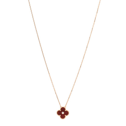 Van Cleef & Arpels 18K Rose Gold Diamond Bulls Eye Vintage Alhambra Pendant Necklace 1 of 3