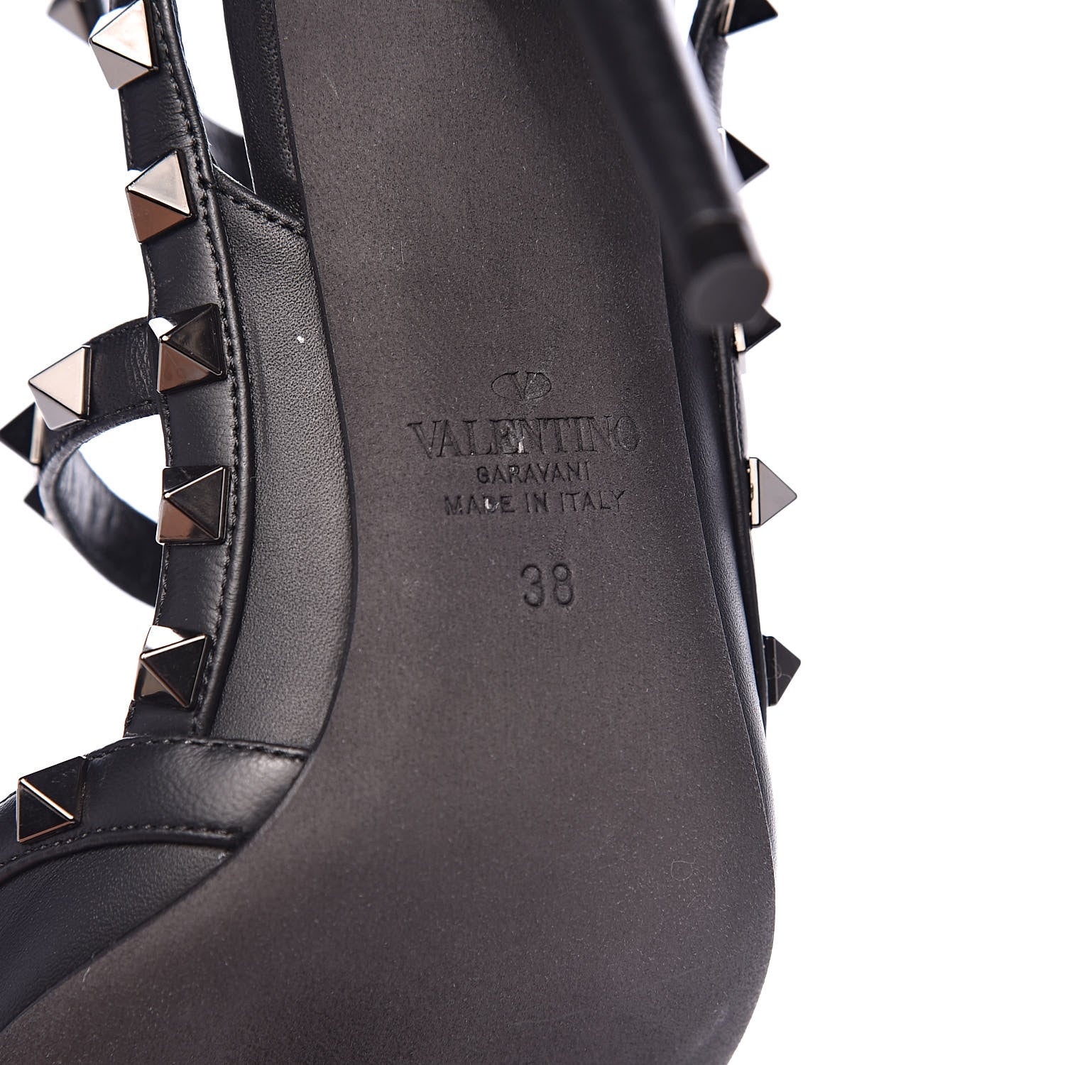Valentino Garavani Nappa Rockstud Ankle Strap Pumps 38 Black 6 of 8