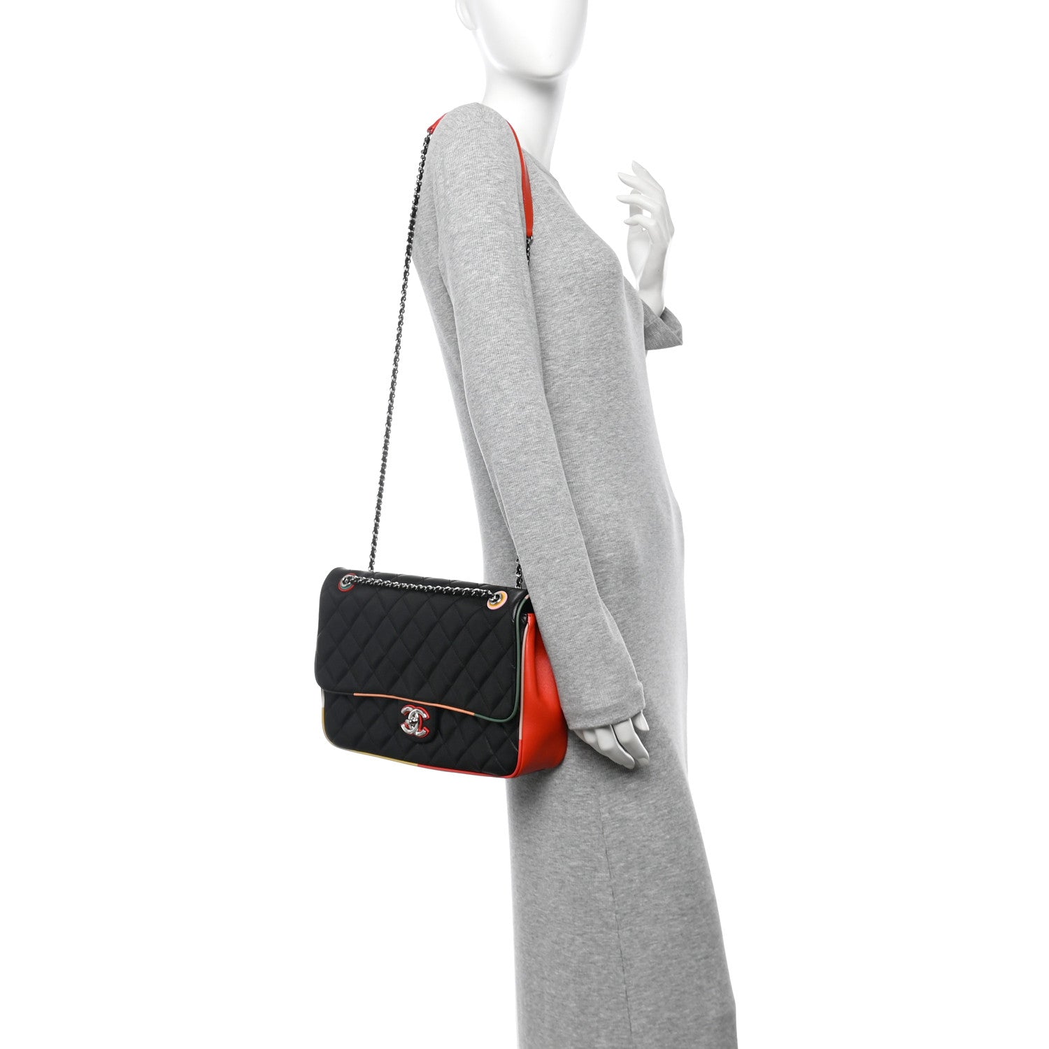 Chanel Lambskin Quilted Jumbo Cuba Color Flap Black 2 of 13