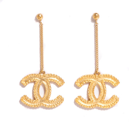 Chanel CC Drop Earrings Matte Gold 1 of 5