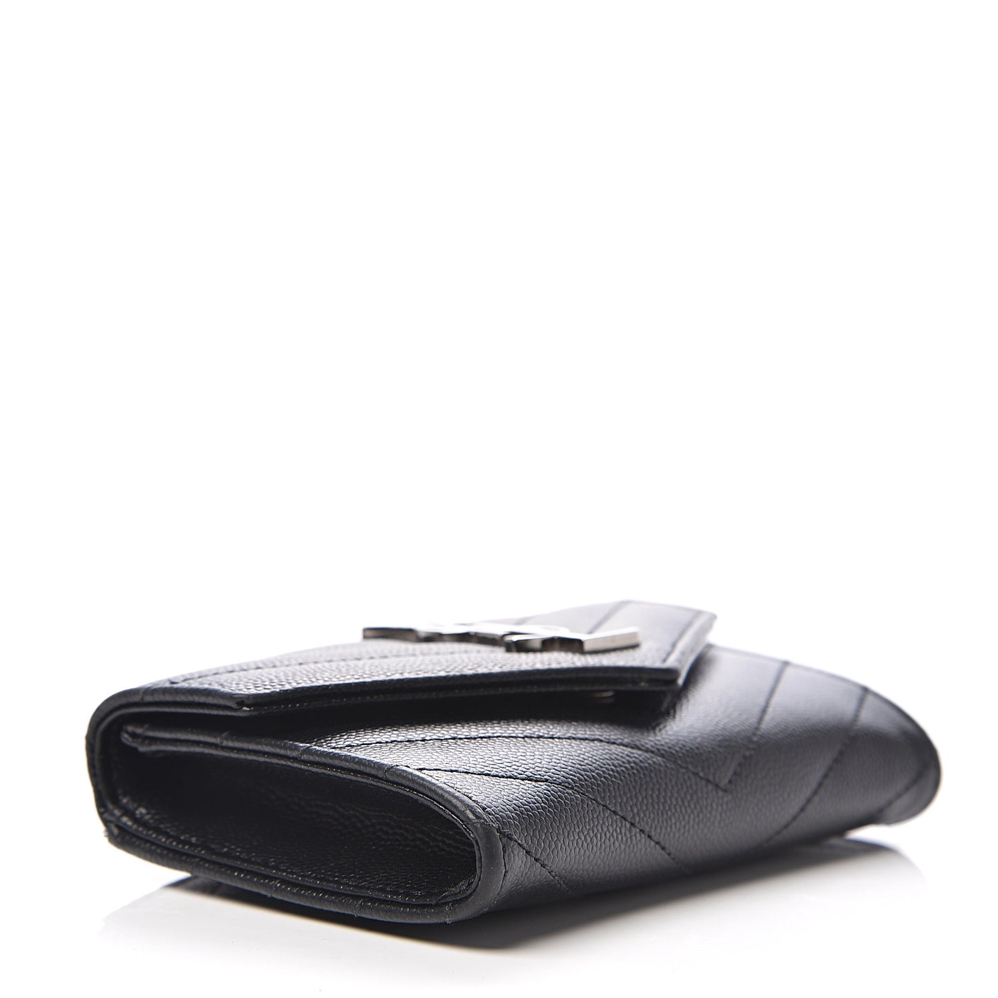 Grain De Poudre Matelasse Chevron Small Monogram Envelope Wallet Black