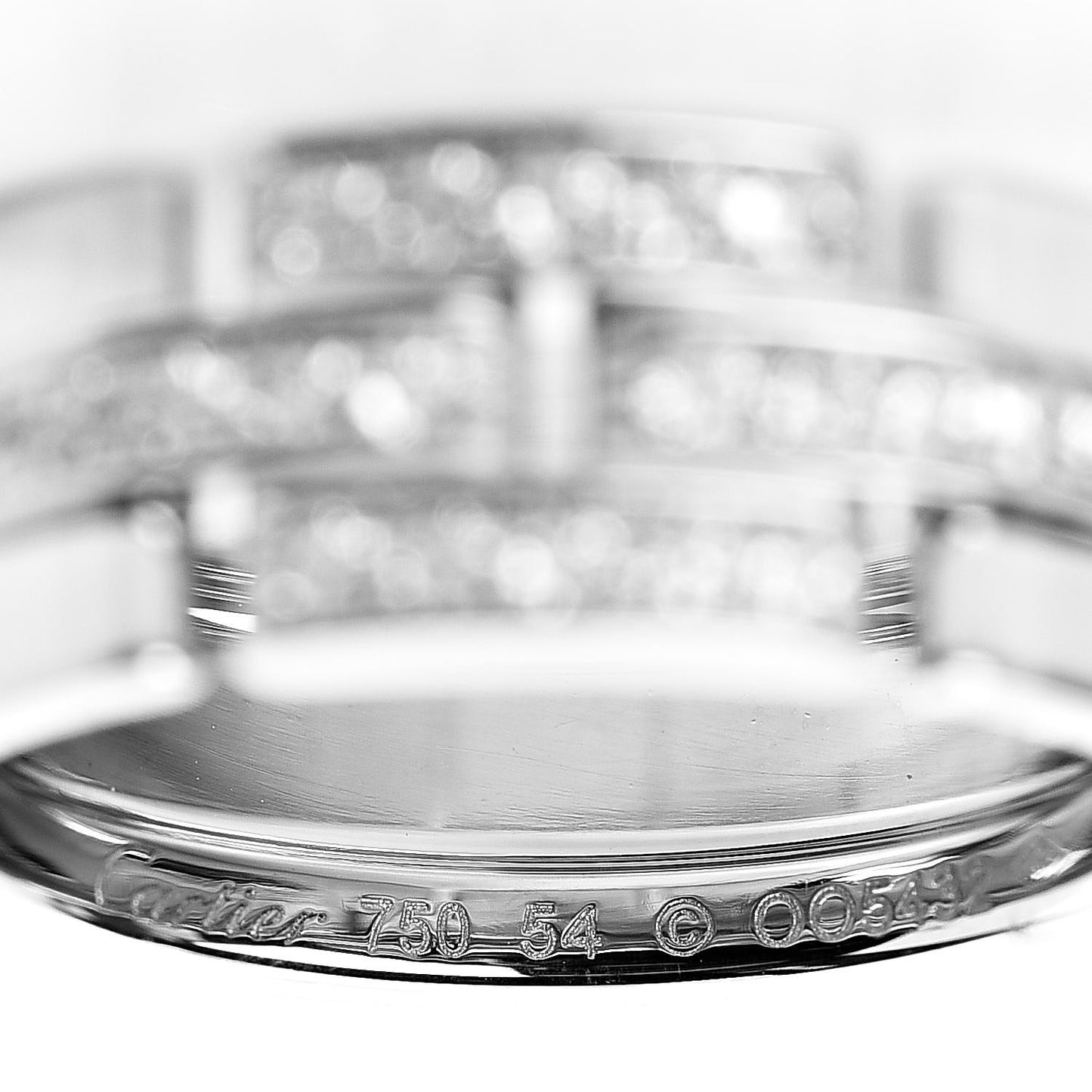 18K White Gold Diamond Maillon Panthere Band Ring 54 6.75