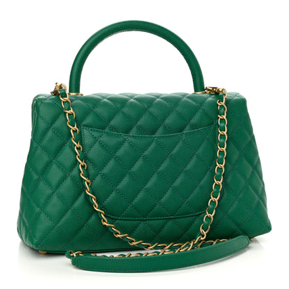 Chanel Caviar Quilted Small Coco Handle Flap Green 3 of 10