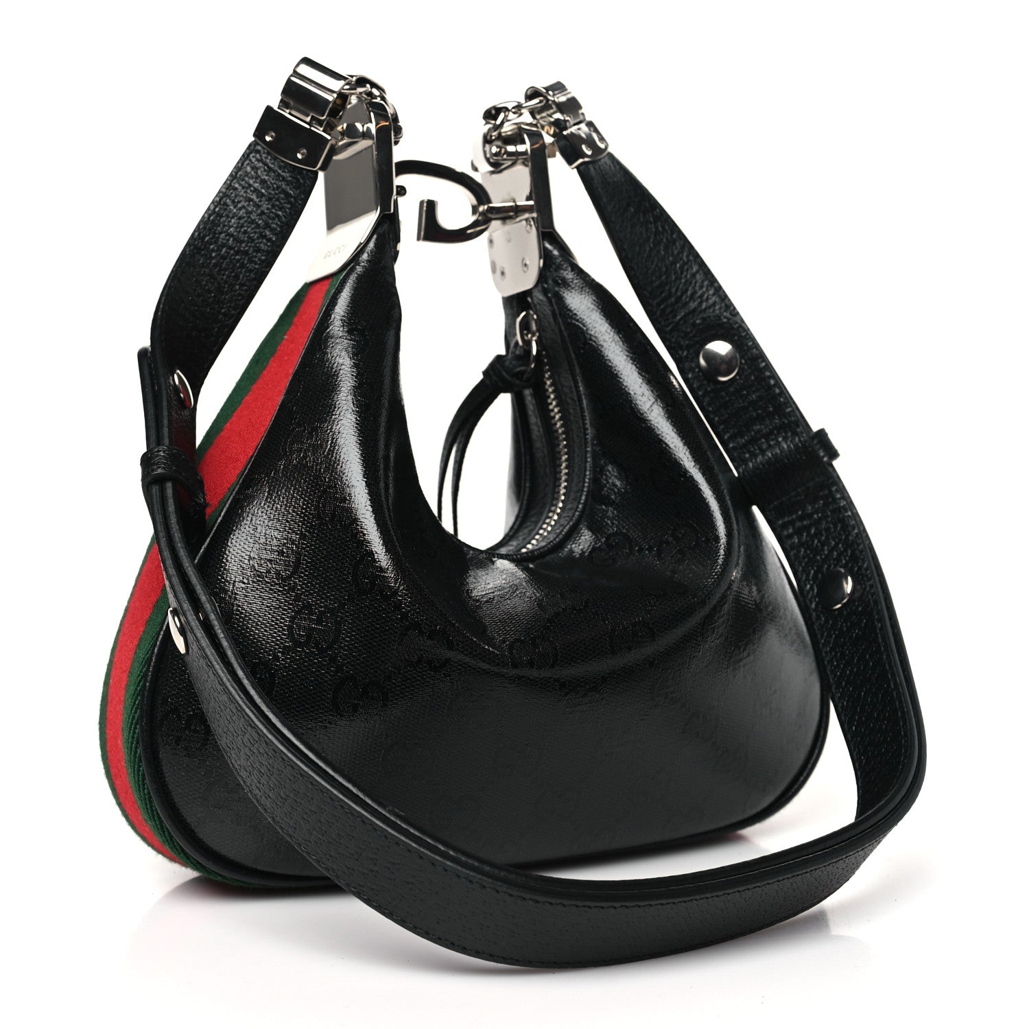 Gucci GG Supreme Monogram Textured Calfskin Web Small Attache Shoulder Bag Black 3 of 10