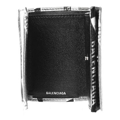 Balenciaga Metallic Calfskin Losange Monogram Mini Everyday Wallet Silver Black White 5 of 9