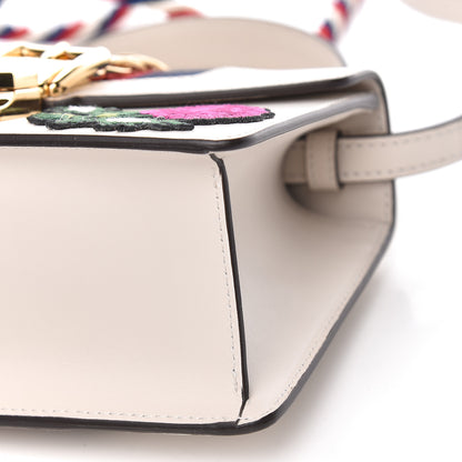 Gucci Calfskin Embroidered Mini Sylvie Top Handle Bag White 9 of 11