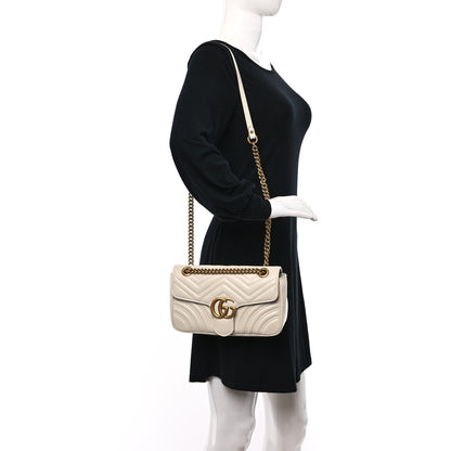 Gucci Calfskin Matelasse Small GG Marmont Shoulder Bag White 2 of 10
