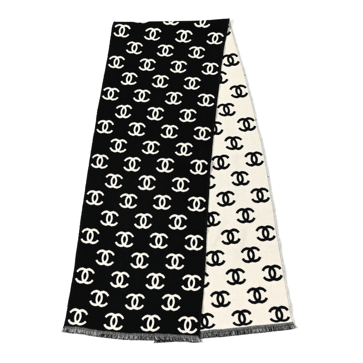 Wool Cashmere CC Scarf Black White